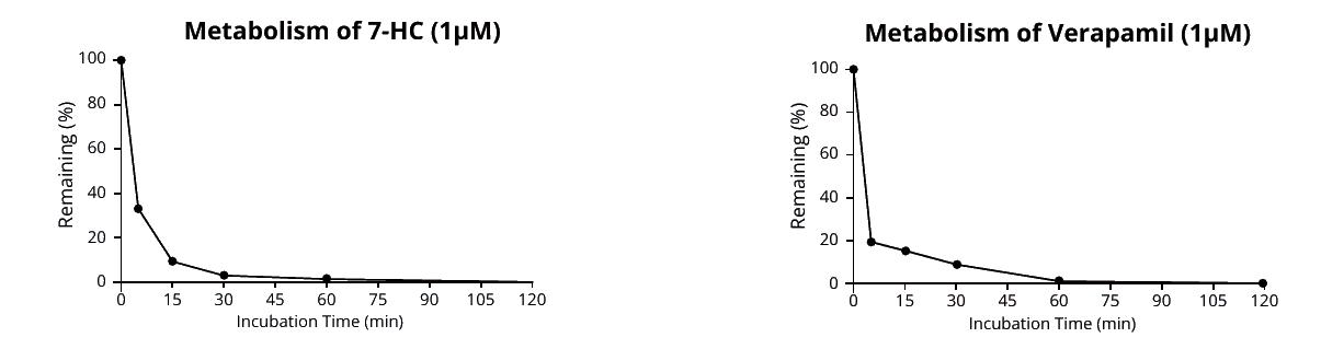 Metabolic stability of 1 ?M 7-hydroxycoumarin and verapamil in CD-1 mouse suspension hepatocytes